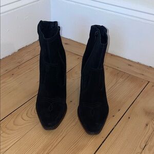 Black Suede Women's Cowgirl Ankle Boots